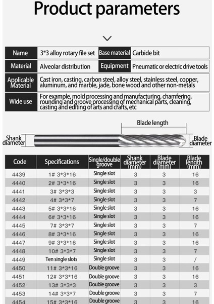 Xzz3 4444 Tungsten Çelik Taşlama Kafası 3 mm Tungsten Karbür Çapak Setleri Mini Matkap Elmas Burs Malzeme Tungstenio Dremel Aksesuarları Cnc (Yurt Dışından) modelleri