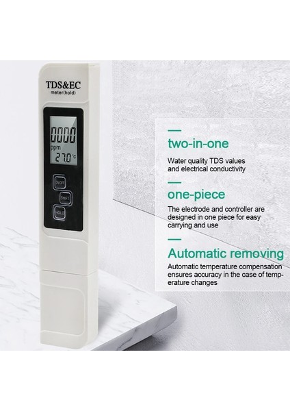 Beyaz Hiçbir Arka Işık Su Kalitesi Test Kalemi LCD Profesyonel 3'ü 1 Arada Ph Test Cihazı Tds Ec Sıcaklık Ölçer Ev Içme Suyu Saflık Test Kalemi (Yurt Dışından)