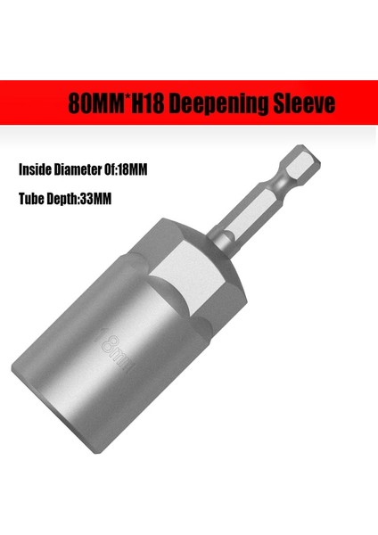 80MM x H18 80MM H6-H19 Elektrikli Tornavida Altıgen Somun Soket Kol Uzatılmış Hiçbir Manyetik Derinleşen Somun Tornavida Kol Yüksek Sertlik Bit (Yurt Dışından)