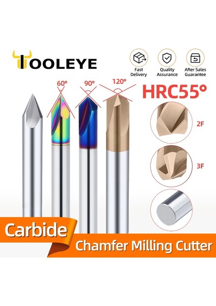D3X50L, 90 Derece Kaplamasız 3f Karbür Pah Kırma Freze Tungsten Çelik Cnc Kesiciler V-Şekilli Uç Değirmeni Çapak Alma Yönlendirici Bit 60 90 120 Derece 23 Flüt (Yurt Dışından) fiyatları