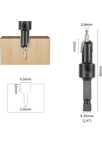 5 Adet 3.3mm Yusun 6.35 mm Altıgen Shank Havşa Ucu Yönlendirici Bit Ağaç Işleme Freze Kesicisi Ahşap Bit Yüz Değirmeni Karbür Kesici Aletler (Yurt Dışından) modelleri