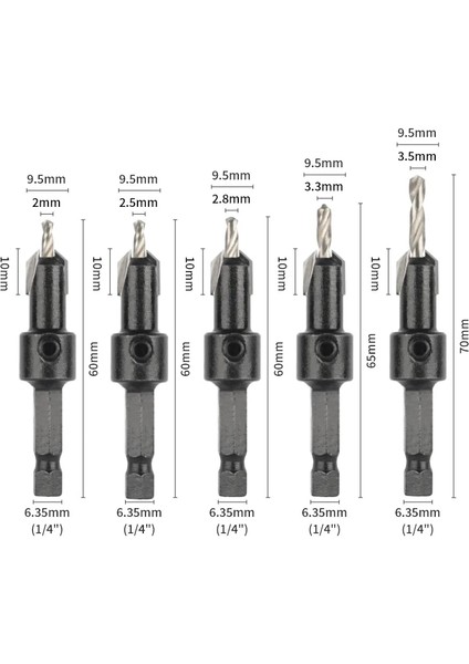 5 Adet 3.3mm Yusun 6.35 mm Altıgen Shank Havşa Ucu Yönlendirici Bit Ağaç Işleme Freze Kesicisi Ahşap Bit Yüz Değirmeni Karbür Kesici Aletler (Yurt Dışından) fırsatları
