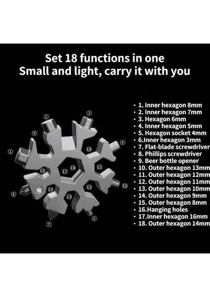 Alaşımlı Çelik-01 Taşınabilir Edc Çok Fonksiyonlu Tork Kar Tanesi Anahtarı Çelik Altıgen Evrensel 18'i 1 Arada Sekizgen Tornavida Ev Çok Amaçlı Alet (Yurt Dışından) fırsatları