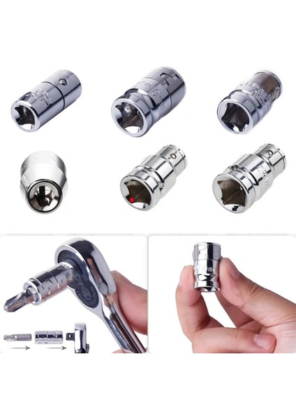 Tip 7 1/4 "3/8" 1/2 "lokma Seti Pnömatik Hava Darbeli Anahtar Matkap Soket Adaptörü Cırcır Soket Sürücü Ortak El Tamir Araçları (Yurt Dışından)
