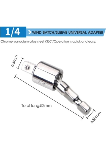 1-4 Dönebilen Soket Keıthern 3 Adet Hex Shank Soket Adaptör Seti 1/4 "3/8" 1/2 "elektrikli Tornavida Uçları Için Elektrikli Matkap Ucu Kol Uzatma Çubuğu (Yurt Dışından)