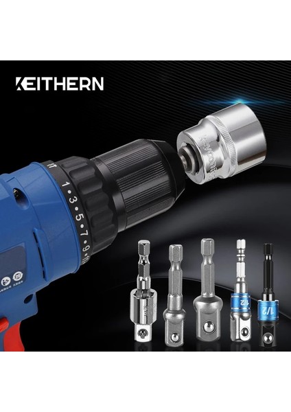 1-4 Dönebilen Soket Keıthern 3 Adet Hex Shank Soket Adaptör Seti 1/4 "3/8" 1/2 "elektrikli Tornavida Uçları Için Elektrikli Matkap Ucu Kol Uzatma Çubuğu (Yurt Dışından)