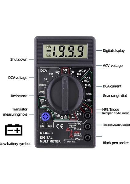 Kara Kutu DT-830B LCD Dijital Multimetre Mini El Multimetre Voltmetre Ampermetre Ac/dc 750/1000 V Ohm Tester Metre Problu (Yurt Dışından)