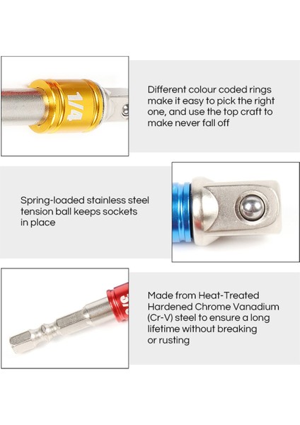 3-8 Elektrikli El Aletleri Soket Adaptörü Nikel Kaplama Yaylı Bilyalı Kilit 14 Hex Shank Krom Vanadyum Çelik Matkap Sürücüsü (Yurt Dışından) fırsatları