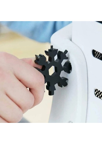 Siyah Taşınabilir 18 1 Çok Fonksiyonlu Mini Alet Kar Tanesi Çok Cep Aracı Anahtarlık Anahtarlık Anahtarı Altıgen Anahtar Kamp Hayatta Kalma Açık (Yurt Dışından) fırsatları