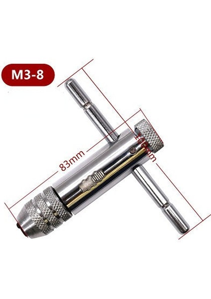 B Ayarlanabilir T-Kolu Cırcır Musluk Tutucu Anahtarı M3/m4/m5/m6/m8 3-8mm Makine Vida Konu Metrik Fiş Musluk Seti Dıy Araçları Büküm Bit (Yurt Dışından)