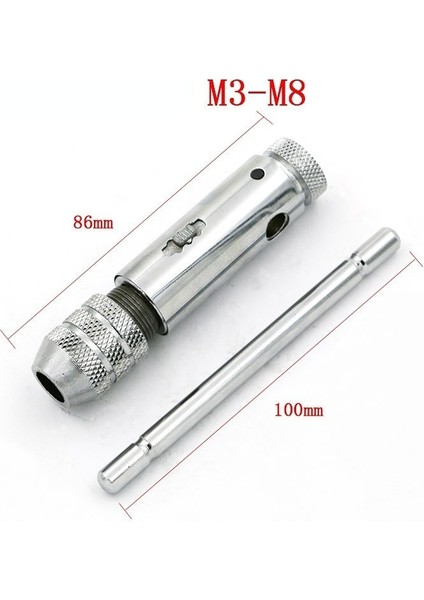 B Ayarlanabilir T-Kolu Cırcır Musluk Tutucu Anahtarı M3/m4/m5/m6/m8 3-8mm Makine Vida Konu Metrik Fiş Musluk Seti Dıy Araçları Büküm Bit (Yurt Dışından)