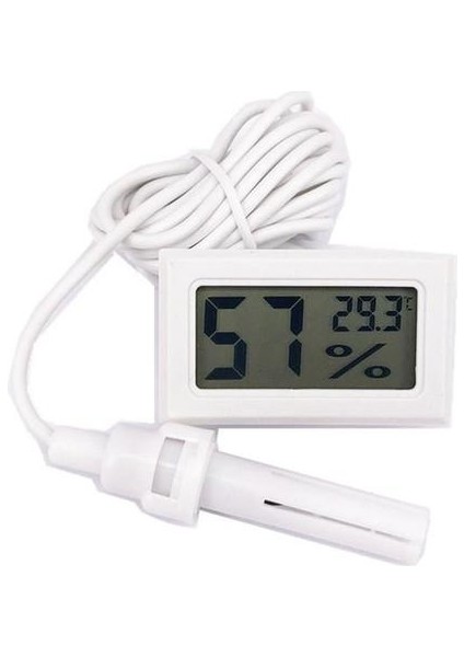Beyaz Mini LCD Dijital Termometre Higrometre Ölçer Test Cihazı Probu Kuluçka Akvaryum Sıcaklık Nem Ölçer Sensör Dedektörü (Yurt Dışından)