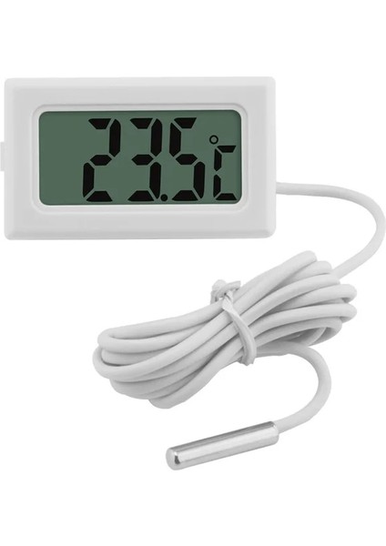 Beyaz Dijital LCD Kapalı Uygun Sıcaklık Sensörü Nem Ölçer Termometre Higrometre Ölçer Buzdolabı Akvaryum Izleme (Yurt Dışından)