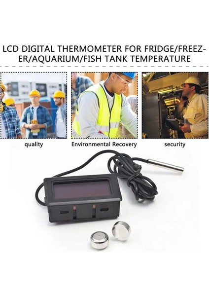 Beyaz Dijital LCD Kapalı Uygun Sıcaklık Sensörü Nem Ölçer Termometre Higrometre Ölçer Buzdolabı Akvaryum Izleme (Yurt Dışından)