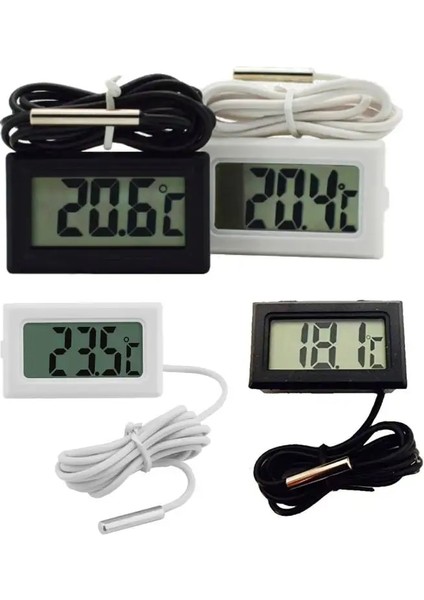 Beyaz Dijital LCD Kapalı Uygun Sıcaklık Sensörü Nem Ölçer Termometre Higrometre Ölçer Buzdolabı Akvaryum Izleme (Yurt Dışından)