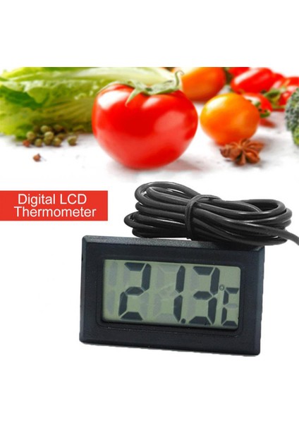 Beyaz Dijital LCD Kapalı Uygun Sıcaklık Sensörü Nem Ölçer Termometre Higrometre Ölçer Buzdolabı Akvaryum Izleme (Yurt Dışından)