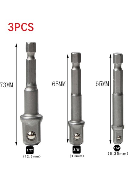 3 Adet 65 73MM 2/3/8 Adet Matkap Soket Ucu Adaptörü Krom Vanadyum Çelik 1/2 "3/8" 1/4 "hex Shank Uzatma Çubuğu Ağır Darbeli Sürücü Aracı (Yurt Dışından) modelleri