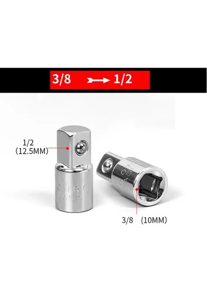 3 8 1 2 1/4 "3/8" 1/2 "sürücü Cırcır Lokma Seti Pnömatik Darbe Anahtarı Ortak Soket Adaptörü Dişi Erkek Dönüştürücü El Tamir Araçları (Yurt Dışından)