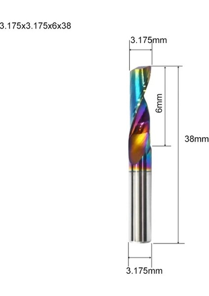 3.175X6X38 1 Adet 5A Alüminyum Freze Için Tek Flüt Dlc Kaplamalı Renkli Alüminyum Profil Kompozit Kesme Kafası Gravür (Yurt Dışından)