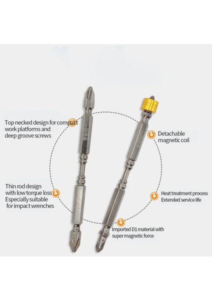 Nunchaku 65MM Büyük Yeni Manyetik Tornavida Bit Çapraz Kafa Ph2 Manyetik Tornavida Uçları 1/4 Inç Hex Shank Tornavida Ucu Elektrikli Tornavida (Yurt Dışından)