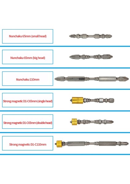 Nunchaku 65MM Büyük Yeni Manyetik Tornavida Bit Çapraz Kafa Ph2 Manyetik Tornavida Uçları 1/4 Inç Hex Shank Tornavida Ucu Elektrikli Tornavida (Yurt Dışından)
