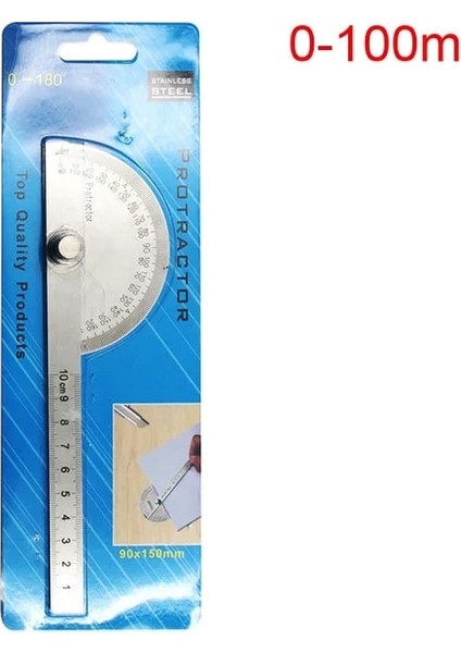 0-100MM 14.5 cm Paslanmaz Çelik Yuvarlak Kafa 180 Derece Iletki Açı Bulucu Döner Ölçüm Cetveli Makinist Aracı Zanaatkar Cetvel (Yurt Dışından)