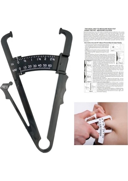 Vücut Kumpas Sağlık Skinfold Vücut Yağ Kaliper Vücut Yağ Test Cihazı Plıcometro Vücut Kütlesi ile Ölçüm Tablosu ile Bant Vücut Sağlığı Aracı (Yurt Dışından)