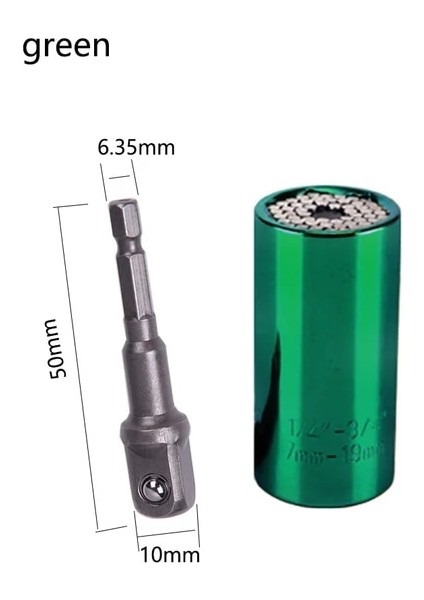 Yeşil 7-19 mm Evrensel Tork Anahtarı Kafa Seti Soket Kol Cırcır Burç Anahtarı Elektrikli Matkap Anahtarı Çok El Aletleri (Yurt Dışından)