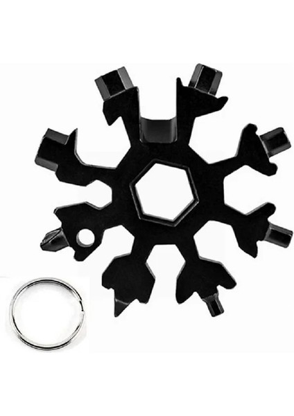 Siyah 18-In-1 Kar Tanesi Çok Amaçlı Kar Tanesi Tork Anahtarı Paslanmaz Çelik Alet Seti Kart Kombinasyonu Kompakt Taşınabilir Dış Mekan Ürünü (Yurt Dışından)