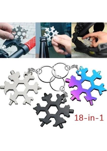 Siyah 18-In-1 Kar Tanesi Çok Amaçlı Kar Tanesi Tork Anahtarı Paslanmaz Çelik Alet Seti Kart Kombinasyonu Kompakt Taşınabilir Dış Mekan Ürünü (Yurt Dışından) fiyatları