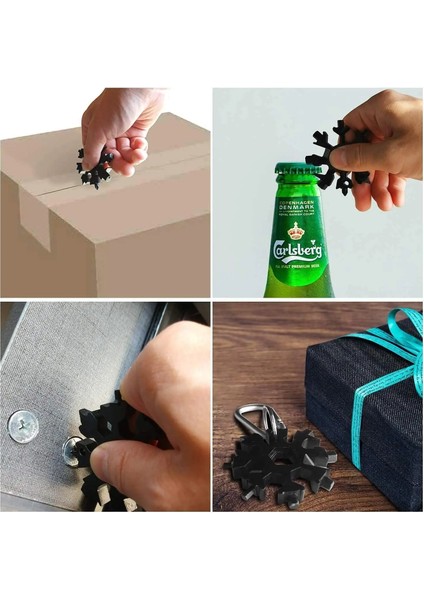 Siyah 18-In-1 Kar Tanesi Çok Amaçlı Kar Tanesi Tork Anahtarı Paslanmaz Çelik Alet Seti Kart Kombinasyonu Kompakt Taşınabilir Dış Mekan Ürünü (Yurt Dışından) indirimleri