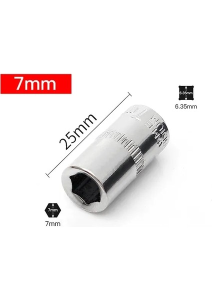 BS09-7MM-2.5CM 1 Adet 4mm 5mm 6mm 7mm 8mm 9mm 10MM 11MM 12MM 13MM 14MM 1/4 "lokma Anahtar Kafa Kol Çift Uçlu El Aletleri (Yurt Dışından)