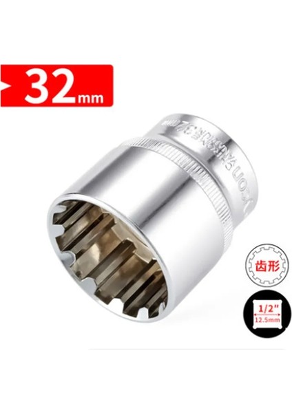 19MM 1/2 "kare Sürücü 12 Nokta Soket Bit 8-32MM Cırcır Anahtarı 12 Diş Lokma Anahtar El Aleti Araba Oto Tamir Araçları Bir Adet (Yurt Dışından)