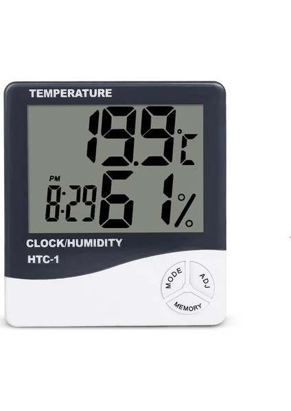 Htc-1 LCD Elektronik Dijital Sıcaklık Nem Ölçer Iç Mekan Dış Mekan Termometre Higrometre Hava Istasyonu Saat Htc-1 Htc-2 (Yurt Dışından)