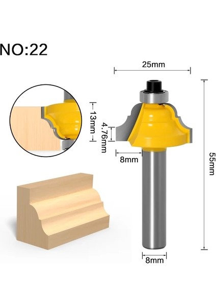 NO22 1 Adet 8mm Shank Ahşap Freze Ucu Düz Uç Freze Düzeltici Temizleme Gömme Trim Köşe Yuvarlak Koy Kutusu Uçları Araçları Freze Cutte (Yurt Dışından)