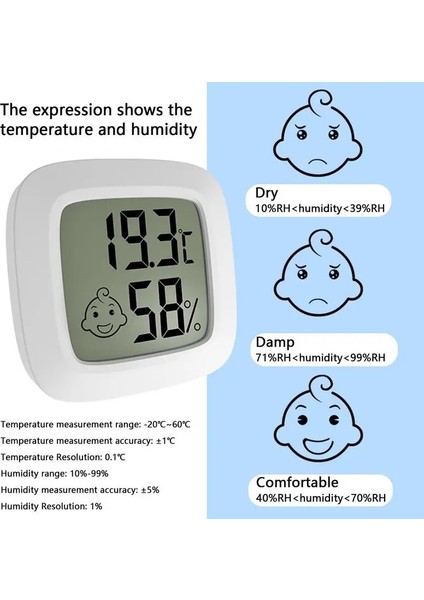 Beyaz Duvar Termometresi Nem Ölçer Dijital Oda Termometresi Higrometre Nem Ölçer LCD Ekran Duvar Asılı Higrometre (Yurt Dışından) fiyatları
