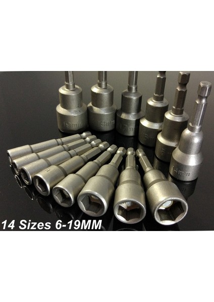 6mm 1 Adet 14 Boyutları 6-19 mm Manyetik Altıgen Kol/soket Nozulları Somun Anahtarı Seti Altıgen Tornavida Adaptörü 1/4 "hex Shank Güç El Aletleri (Yurt Dışından)