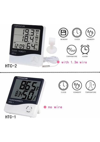 Htc-1 LCD Elektronik Dijital Sıcaklık Nem Ölçer Iç Mekan Dış Mekan Termometre Higrometre Hava Istasyonu Saat Htc-1 Htc-2 (Yurt Dışından) fırsatları