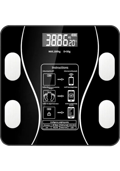 Vücut Yağ Ölçeği Dijital Uygulaması Bluetooth Uyumlu Akıllı Bmı Kompozisyon Analiz Cihazı (Yurt Dışından)