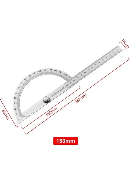 15 cm 180 Derece Iletki Metal Açı Bulucu Gonyometre Paslanmaz Çelik Ölçer Ayarlanabilir Ölçüm Cetveli Açı Ağaç Işleme Alet Takımı (Yurt Dışından)