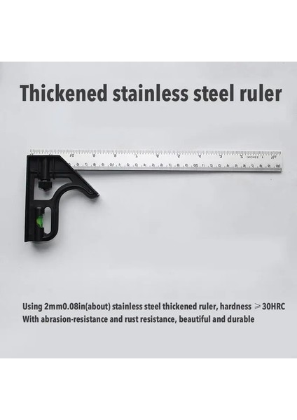 Kare Açı Cetvel Ölçme Aracı Kiti Paslanmaz Çelik Combo Kare Marangozluk Aletleri Ayarlanabilir Kombinasyon Su Terazisi (Yurt Dışından) modelleri