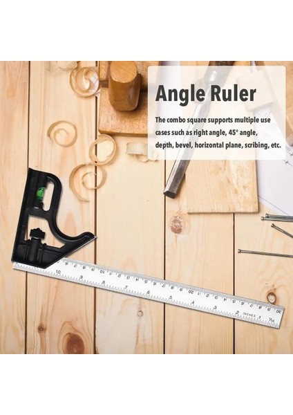 Kare Açı Cetvel Ölçme Aracı Kiti Paslanmaz Çelik Combo Kare Marangozluk Aletleri Ayarlanabilir Kombinasyon Su Terazisi (Yurt Dışından) fırsatları
