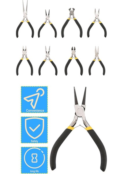 03 8 Stil Taşınabilir Dayanıklı Karbon Çelik Dövme Mücevherat Pense Hafif Yapma Boncuk Mini Pense Aracı Yuvarlak Düz Uzun Burun (Yurt Dışından)
