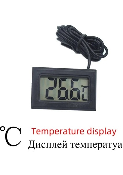 Telli Siyah Mini Dijital Nem Ölçer Termometre Higrometre Sensör Ölçer LCD Sıcaklık Buzdolabı Akvaryum Izleme Ekranı Kapalı (Yurt Dışından)