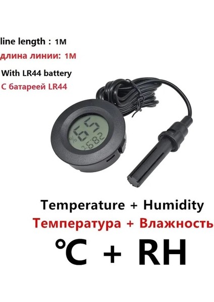 Siyah 1m Telli 2 In 1 Mini LCD Dijital Sıcaklık Nem Ölçer Dedektörü Termograf Kapalı Oda Enstrümanı Iki LR44 Pil ile (Yurt Dışından)