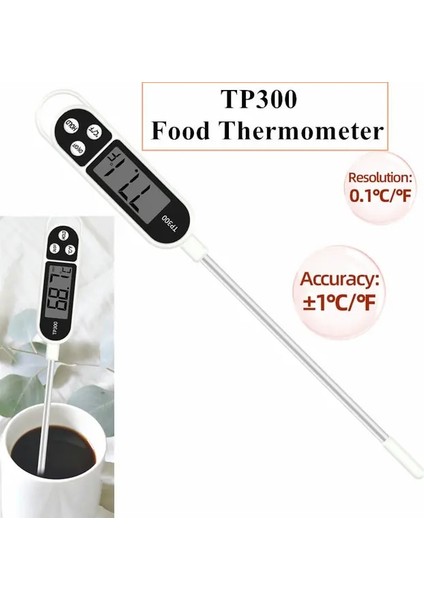 TP300 Dijital Gıda Termometresi Mutfak Pişirme Barbekü Probu Elektronik Fırın Et Su Süt Sensörü Göstergeler Araçları Ölçme Termometreler (Yurt Dışından)