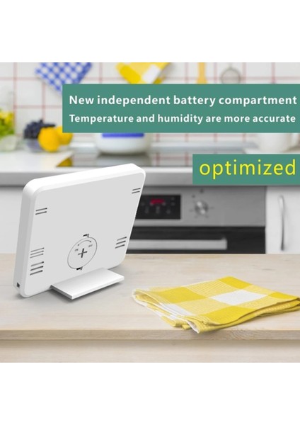 Beyaz Ultra Ince Dijital Termometre Ölçer Otomatik Elektronik Nem Monitörü Çalar Saat 3.2 Inç LCD Kapalı Kuru Higrometre (Yurt Dışından)