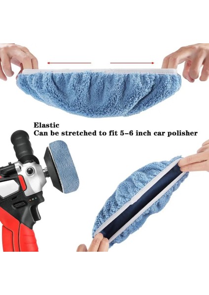Açık Mavi 5 Inç 6 Inç Araba Parlatıcı Pedi Kaput Waxers Kaput Seti, Yün + Pamuk + Mikrofiber + Mercan Polar Araba Boyası Bakım Parlatma Için (Yurt Dışından)