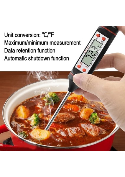 Siyah Mutfak Dijital Barbekü Gıda Termometresi Et Kek Şeker Kızartma Izgara Yemek Ev Pişirme Termometre Ölçer Fırın Termometre Aracı (Yurt Dışından) fiyatları