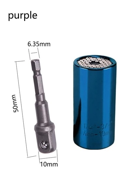 Mavi 7-19 mm Evrensel Tork Anahtarı Kafa Seti Soket Kol Cırcır Burç Anahtarı Elektrikli Matkap Anahtarı Çok El Aletleri (Yurt Dışından)
